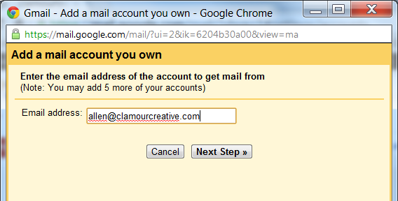 Enter the email address of the account to get mail from