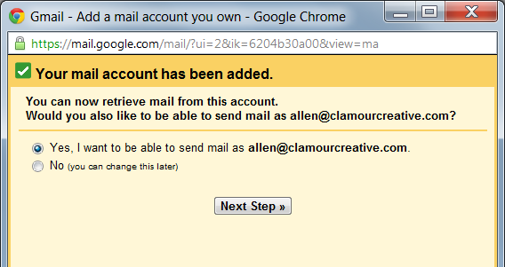 You can now retrieve email from this account